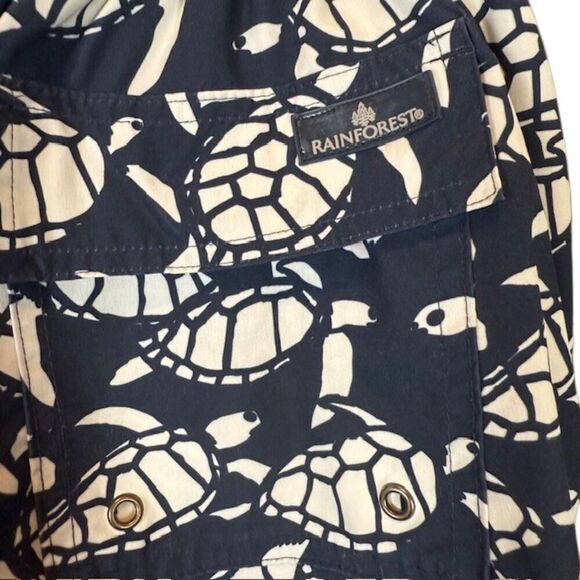 Rainforest Navy Blue and White Sea Turtle Swim Trunks Pockets Size Medium - Picture 6 of 13